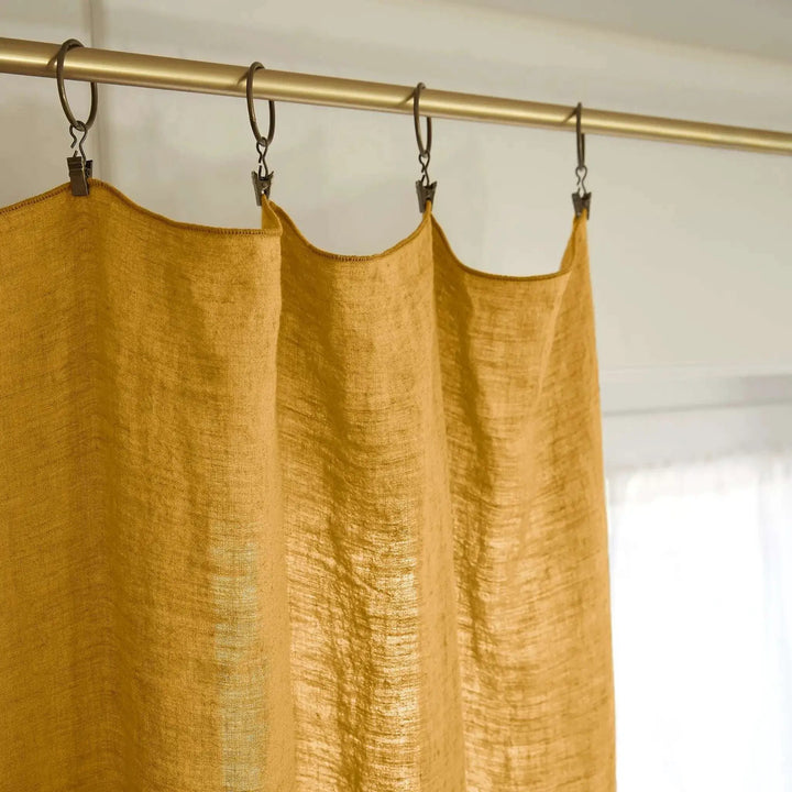 Rideau ajustable + 8 anneaux pince 140 x 270 cm Lin lavé SOLINE Miel by L'effet papillon