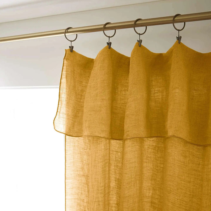 Rideau ajustable + 8 anneaux pince 140 x 270 cm Lin lavé SOLINE Miel by L'effet papillon