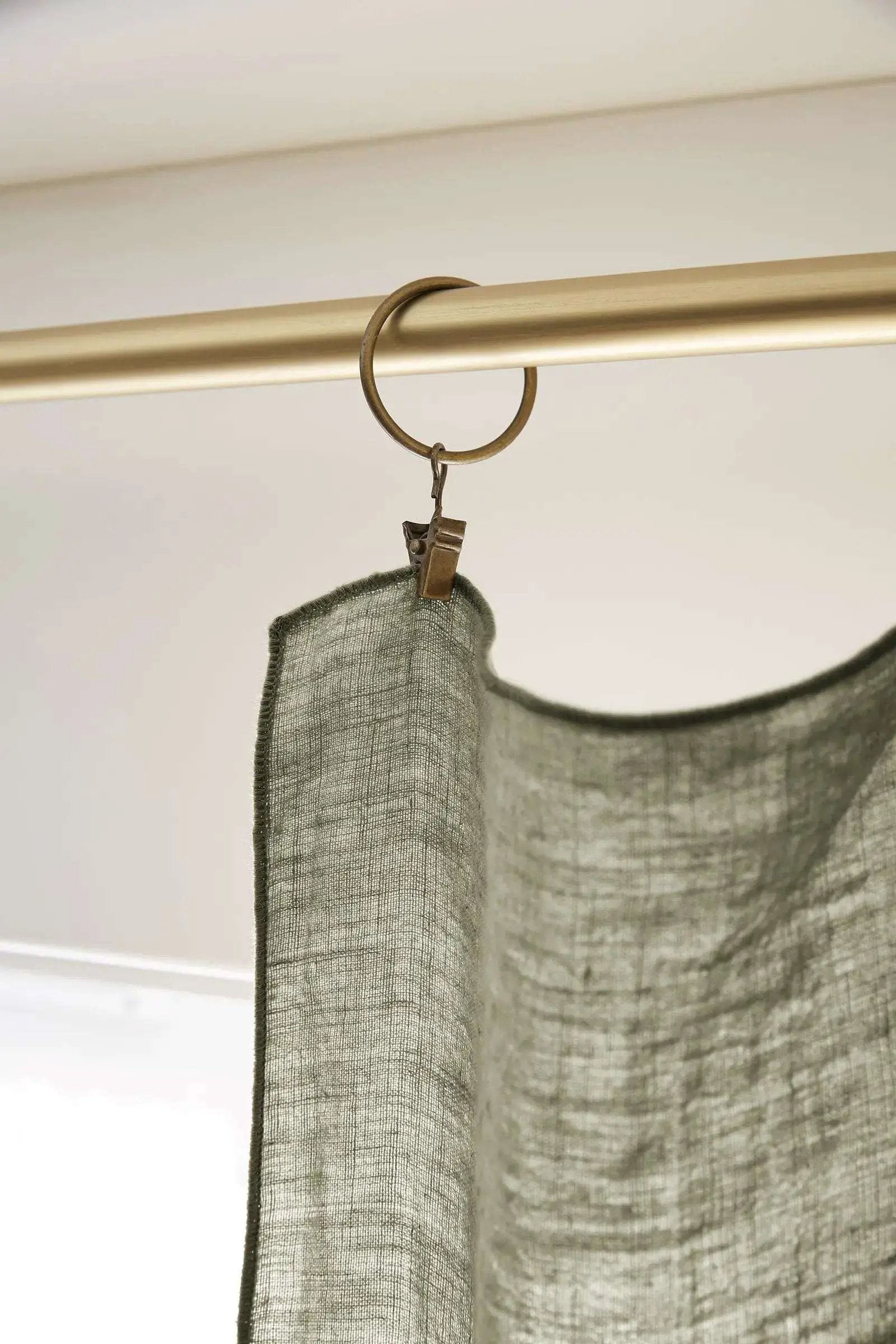 Rideau ajustable + 8 anneaux pince 140 x 270 cm Lin lavé SOLINE Thym by L'effet papillon