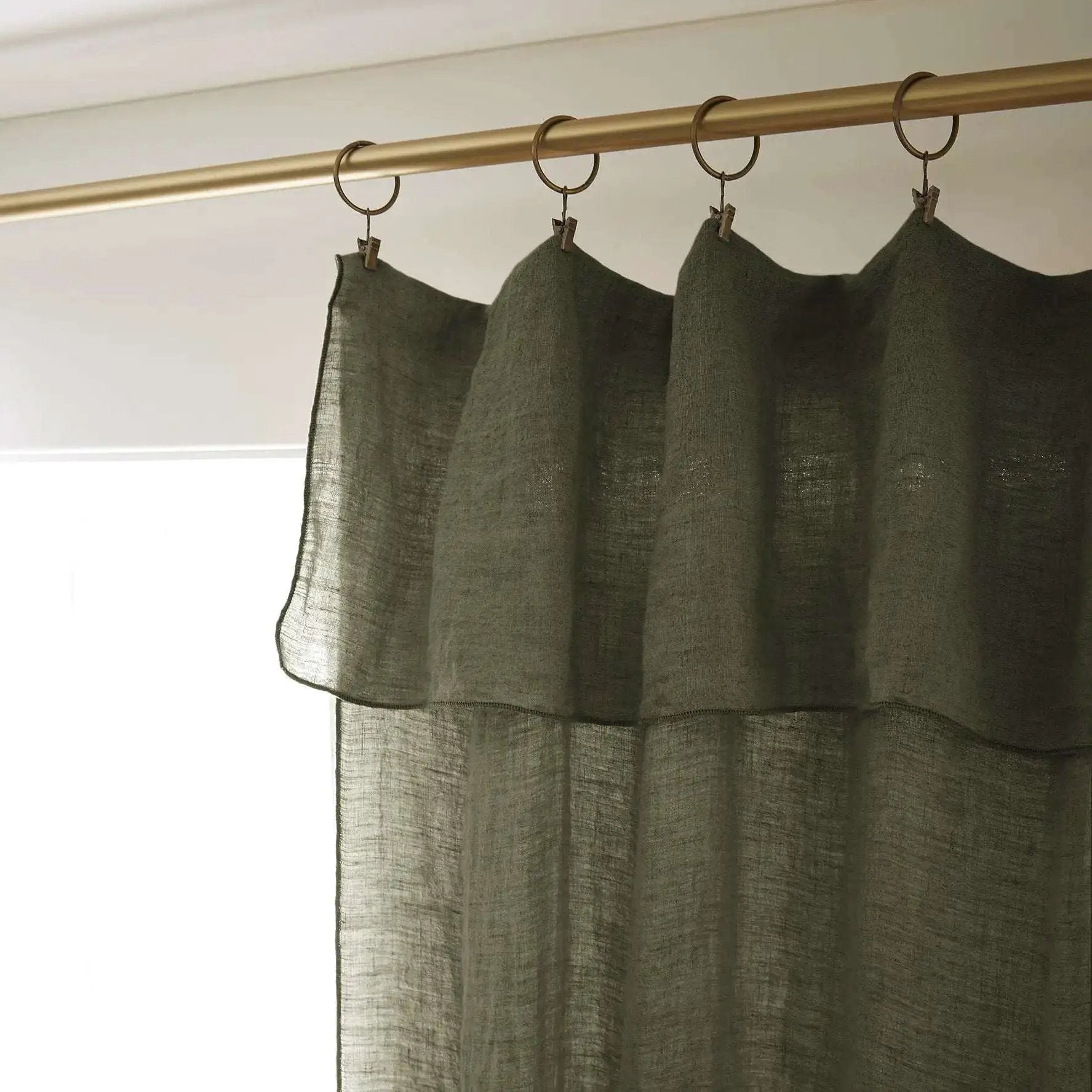 Rideau ajustable + 8 anneaux pince 140 x 270 cm Lin lavé SOLINE Thym by L'effet papillon