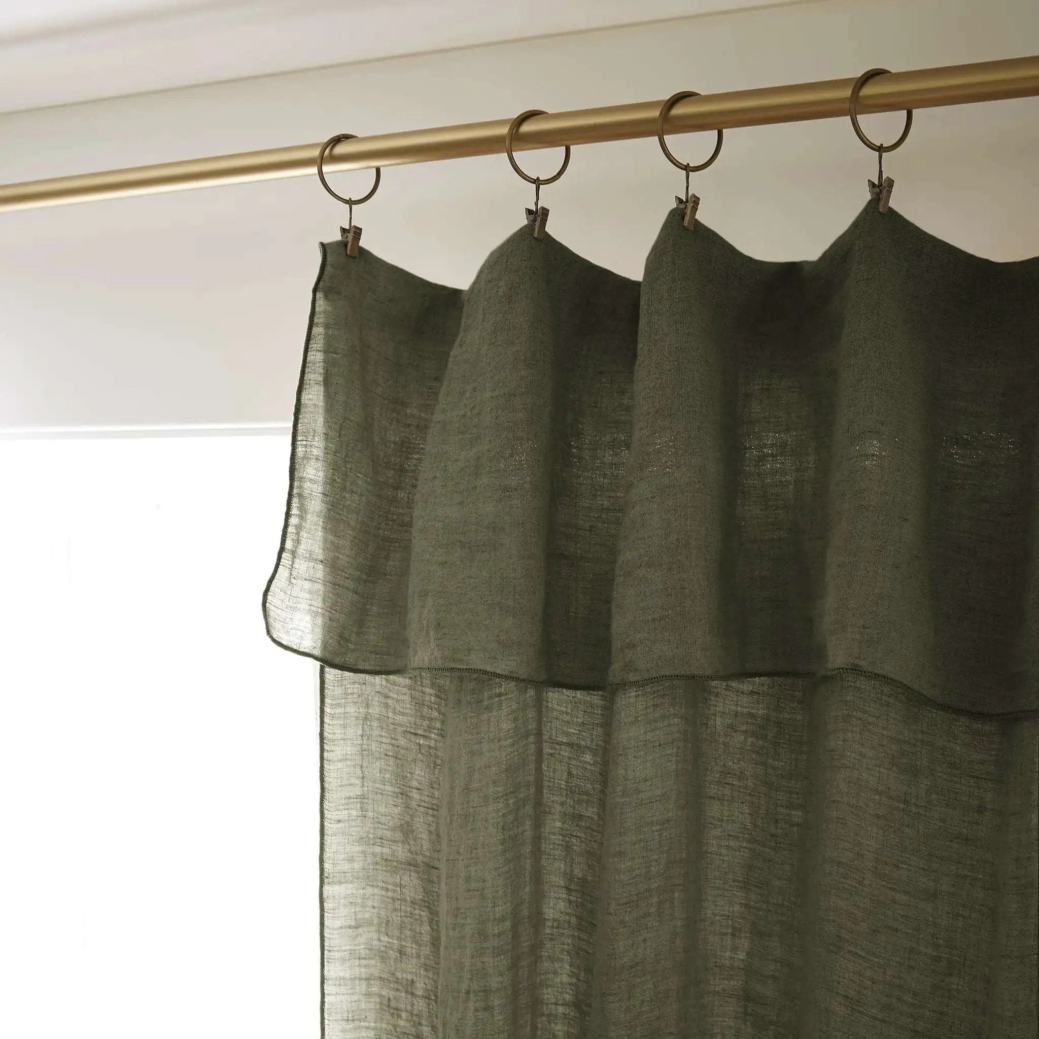 Rideau ajustable + 8 anneaux pince 140 x 270 cm Lin lavé SOLINE Thym by L'effet papillon