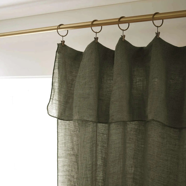 Rideau ajustable + 8 anneaux pince 140 x 270 cm Lin lavé SOLINE Thym by L'effet papillon