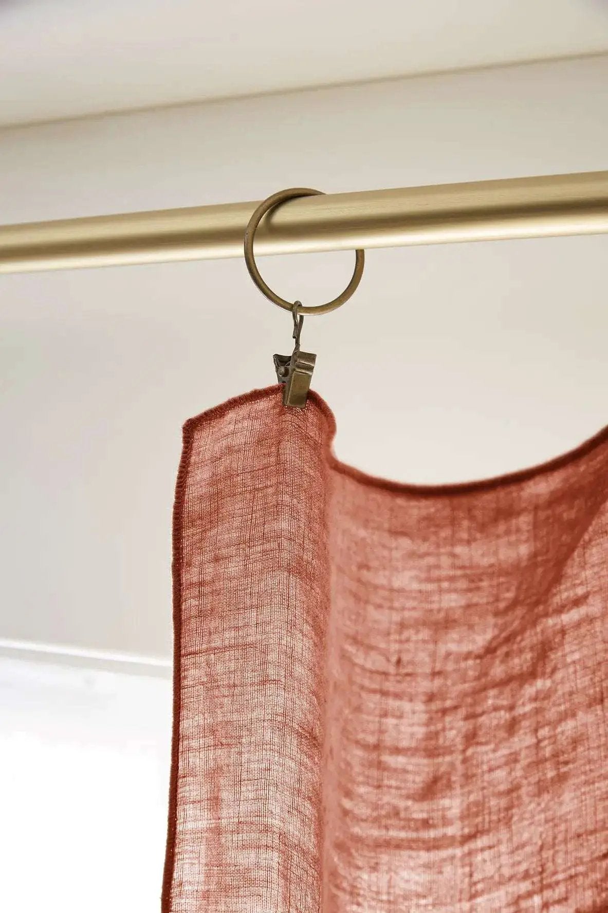 Rideau ajustable + 8 anneaux pince 140 x 270 cm Lin lavé SOLINE Paprika by L'effet papillon