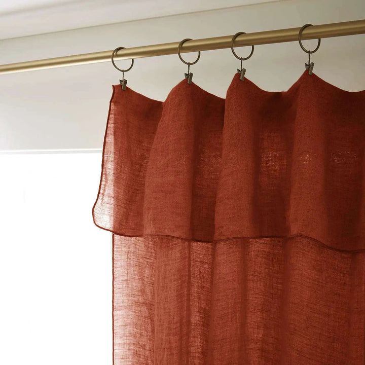 Rideau ajustable + 8 anneaux pince 140 x 270 cm Lin lavé SOLINE Paprika by L'effet papillon