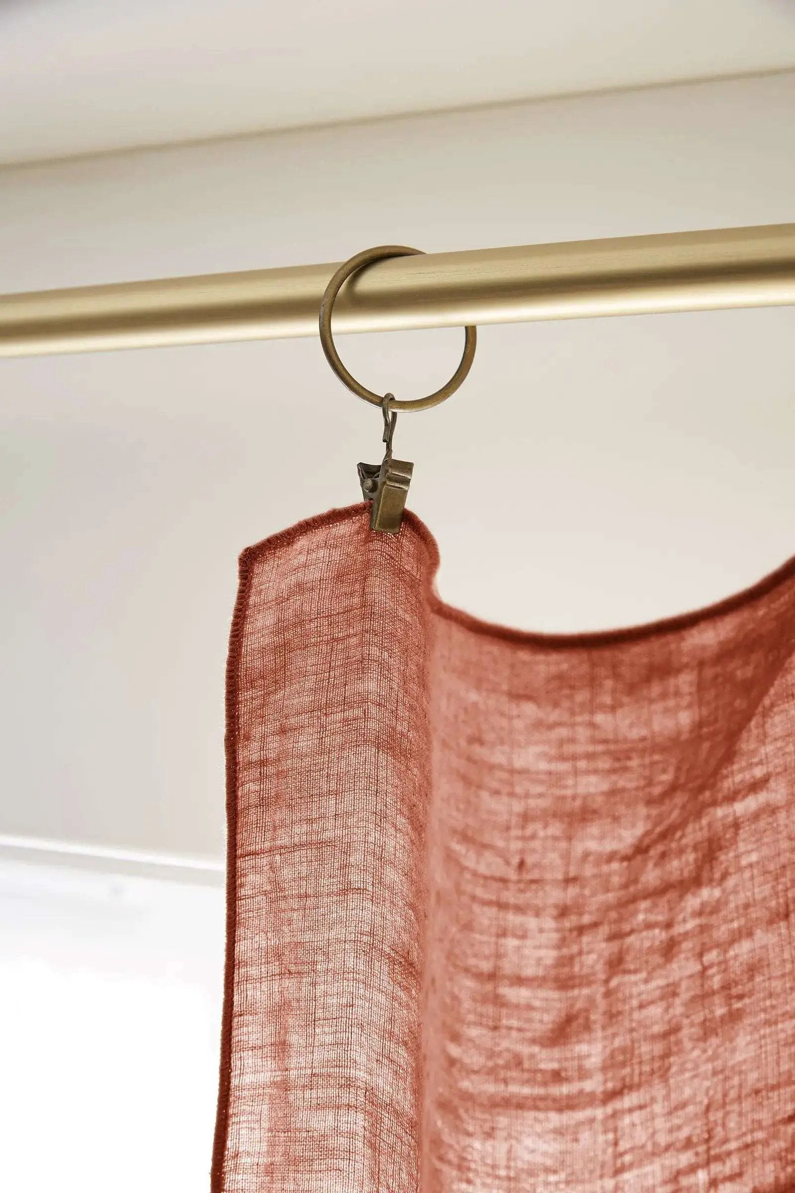 Rideau ajustable + 8 anneaux pince 140 x 270 cm Lin lavé SOLINE Paprika by L'effet papillon