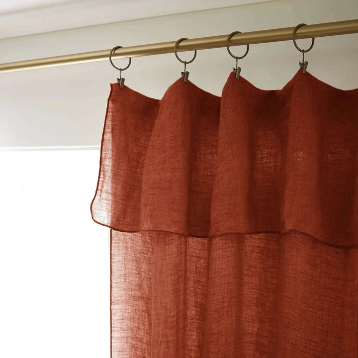 Rideau ajustable + 8 anneaux pince 140 x 270 cm Lin lavé SOLINE Paprika by L'effet papillon