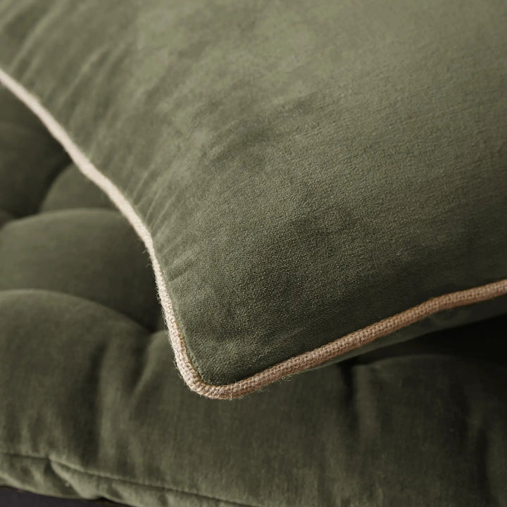 Coussin déhoussable 45 x 45 cm Velours de coton CÉSAR Thym by L'effet papillon