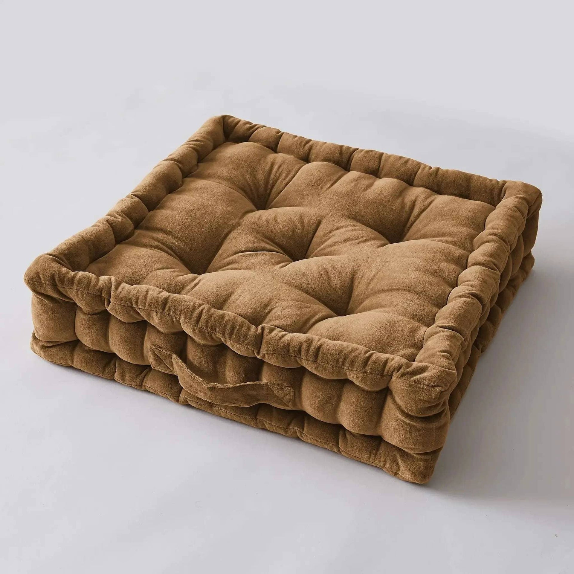 Coussin de sol 50 x 50 x 10 cm Velours de coton CÉSAR Camel by L'effet papillon