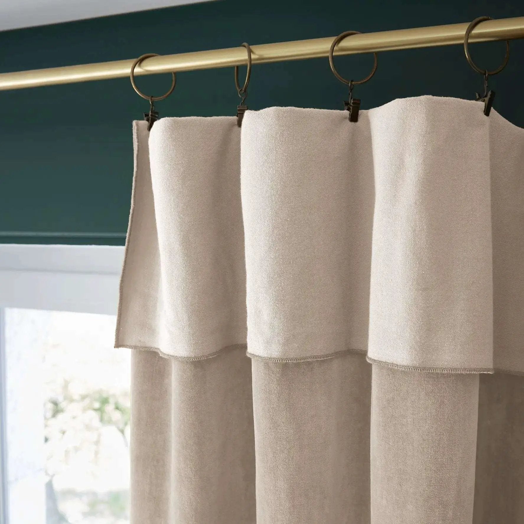 Rideau ajustable + 8 anneaux pince 140 x 270 cm Velours de coton CÉSAR Pampa by L'effet papillon