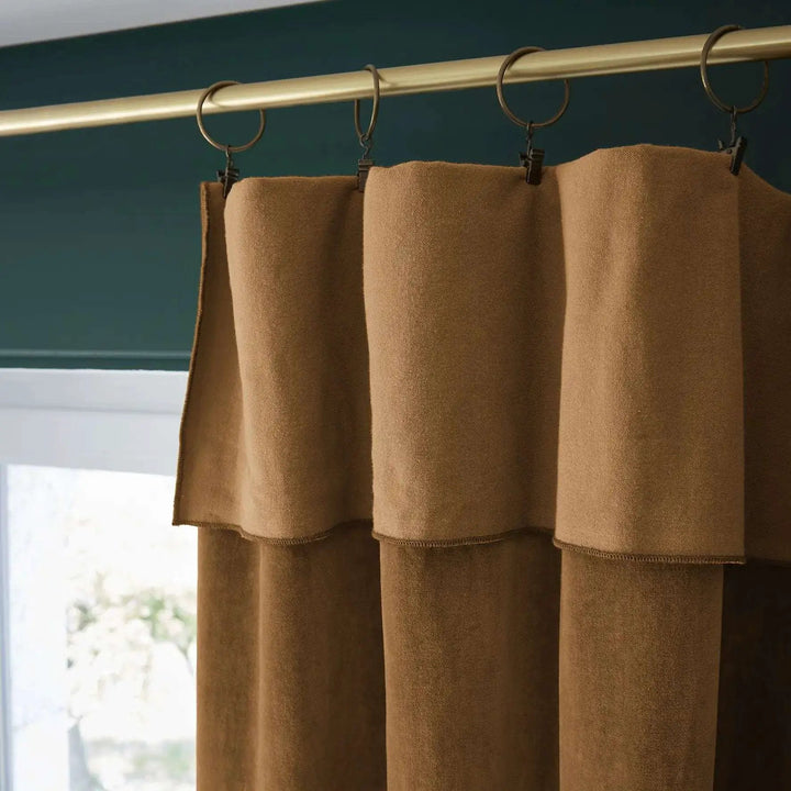 Rideau ajustable + 8 anneaux pince 140 x 270 cm Velours de coton CÉSAR Camel by L'effet papillon