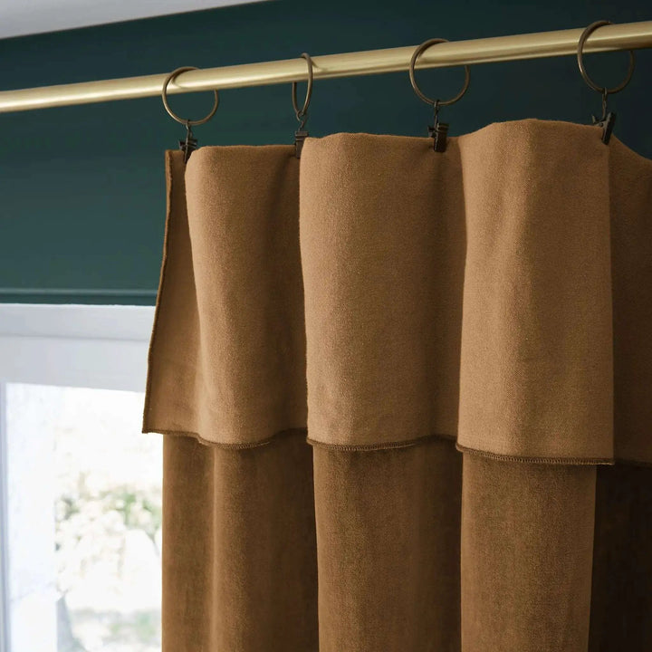 Rideau ajustable + 8 anneaux pince 140 x 270 cm Velours de coton CÉSAR Camel by L'effet papillon