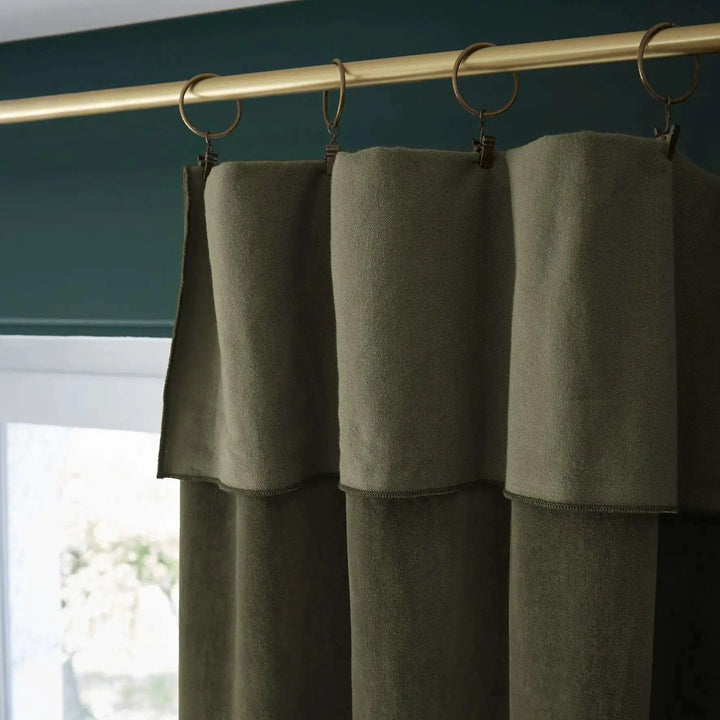 Rideau ajustable + 8 anneaux pince 140 x 270 cm Velours de coton CÉSAR Thym by L'effet papillon
