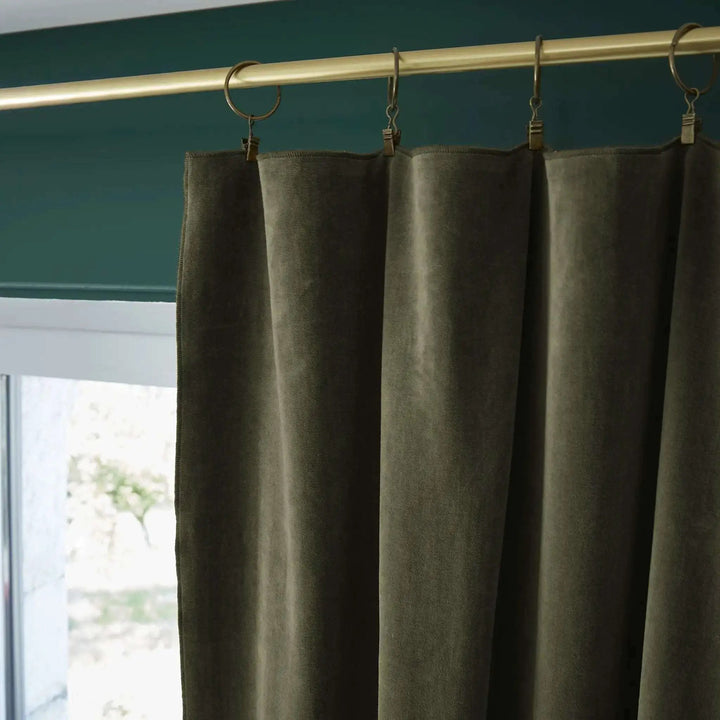 Rideau ajustable + 8 anneaux pince 140 x 270 cm Velours de coton CÉSAR Thym by L'effet papillon