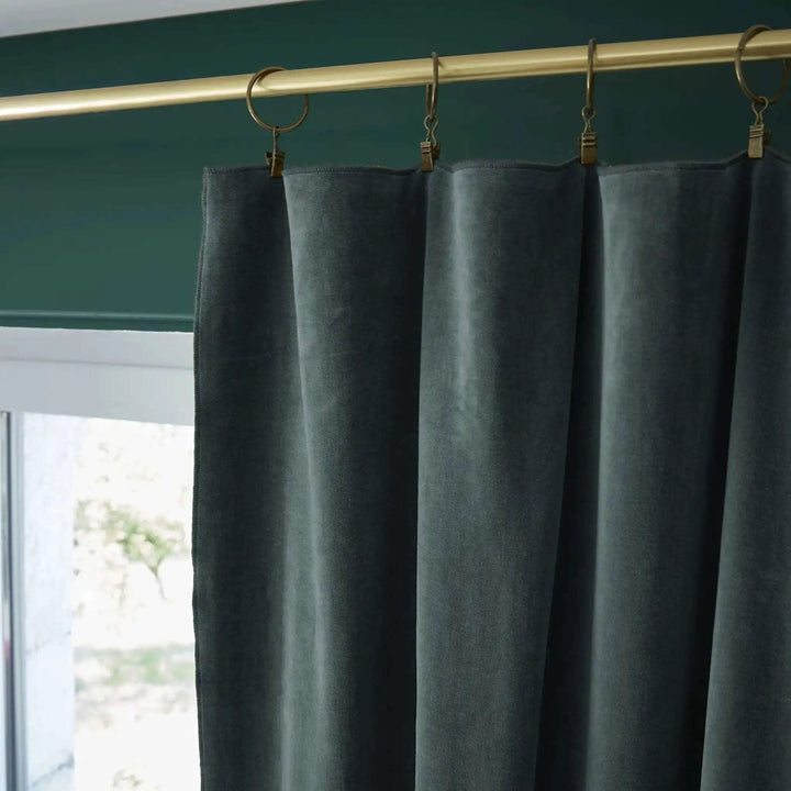 Rideau ajustable + 8 anneaux pince 140 x 270 cm Velours de coton CÉSAR Ardoise by L'effet papillon
