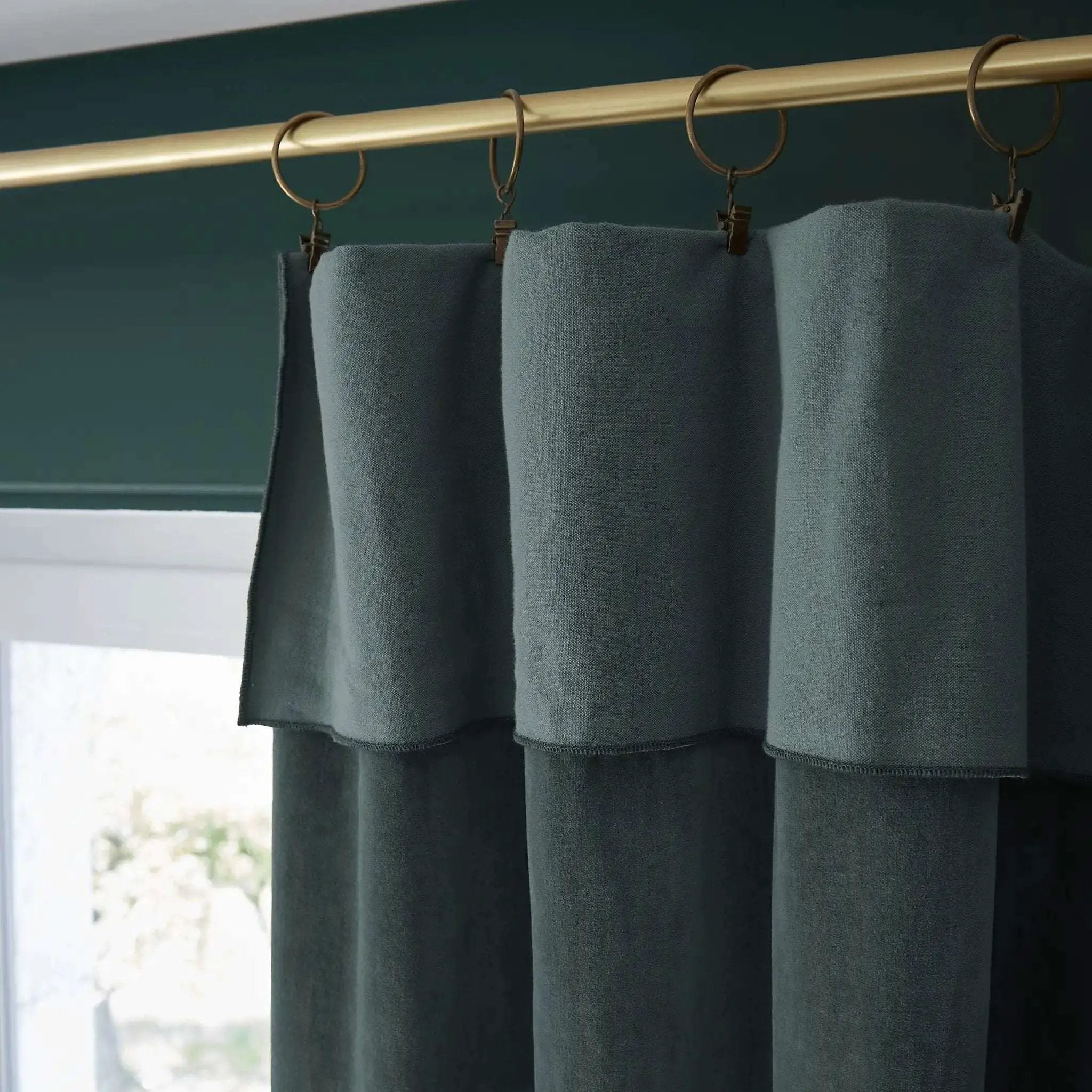 Rideau ajustable + 8 anneaux pince 140 x 270 cm Velours de coton CÉSAR Ardoise by L'effet papillon