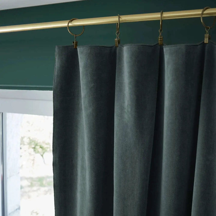 Rideau ajustable + 8 anneaux pince 140 x 270 cm Velours de coton CÉSAR Ardoise by L'effet papillon