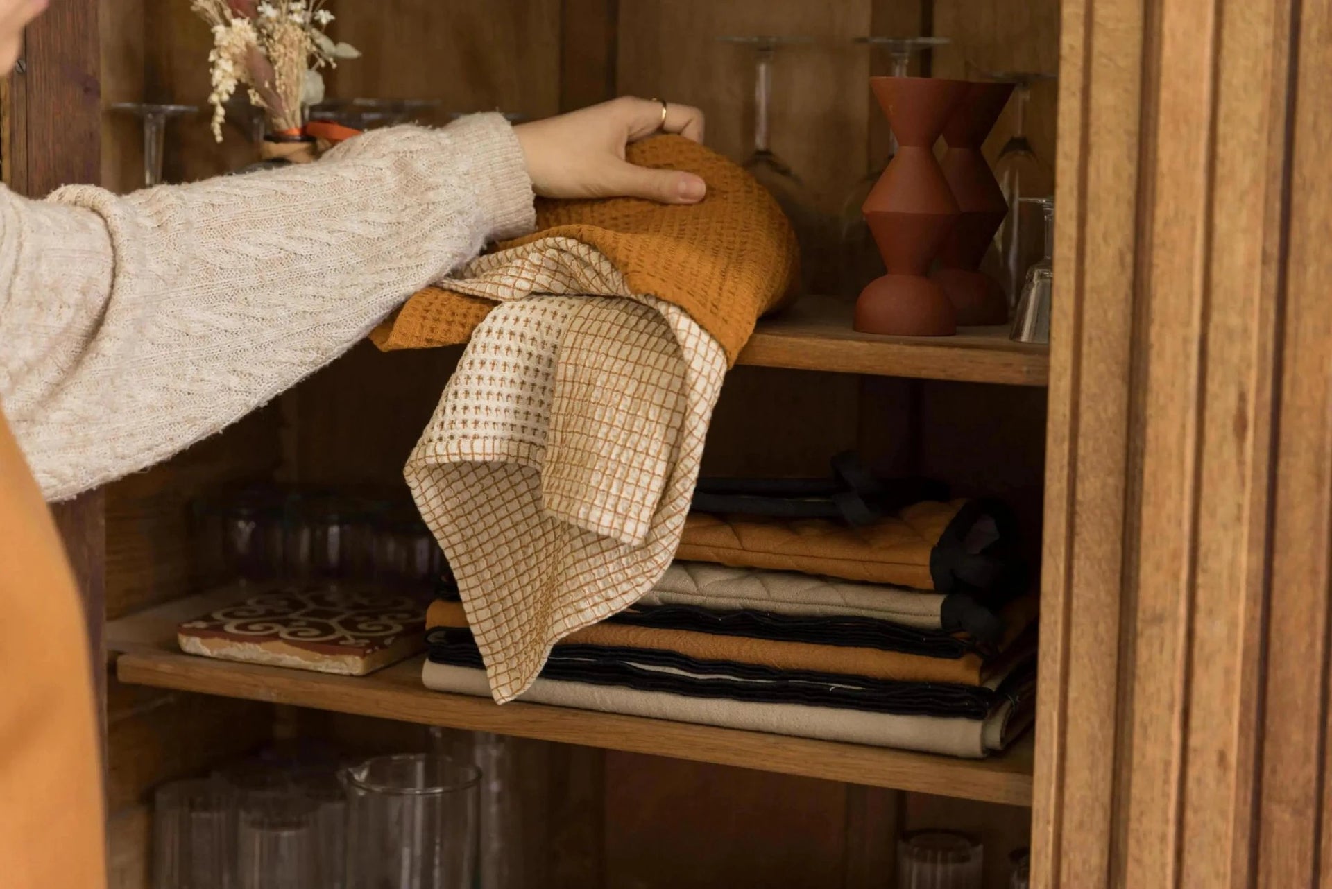 Torchon nid d'abeilles bicolore Mumba by Winkler