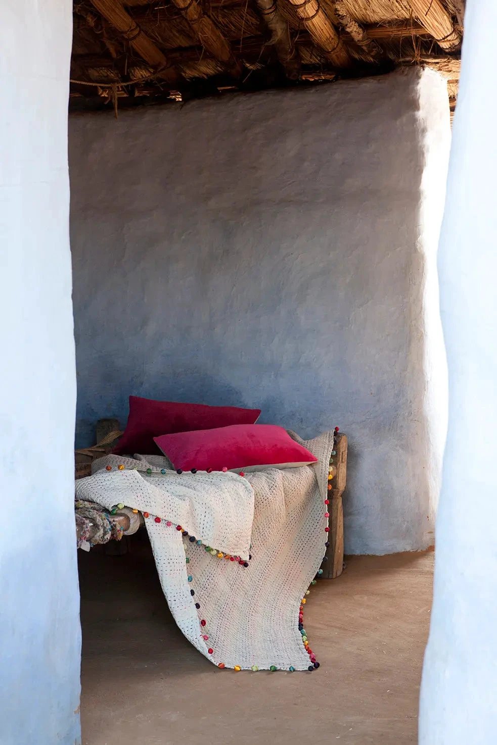 Courtepointe Gastounet coton pompons Casa Plume