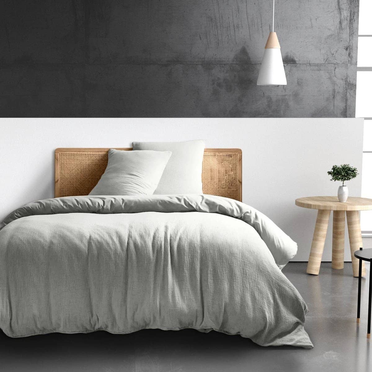 Housse de couette 100% gaze de coton lavé gris glacier by Baton Rouge