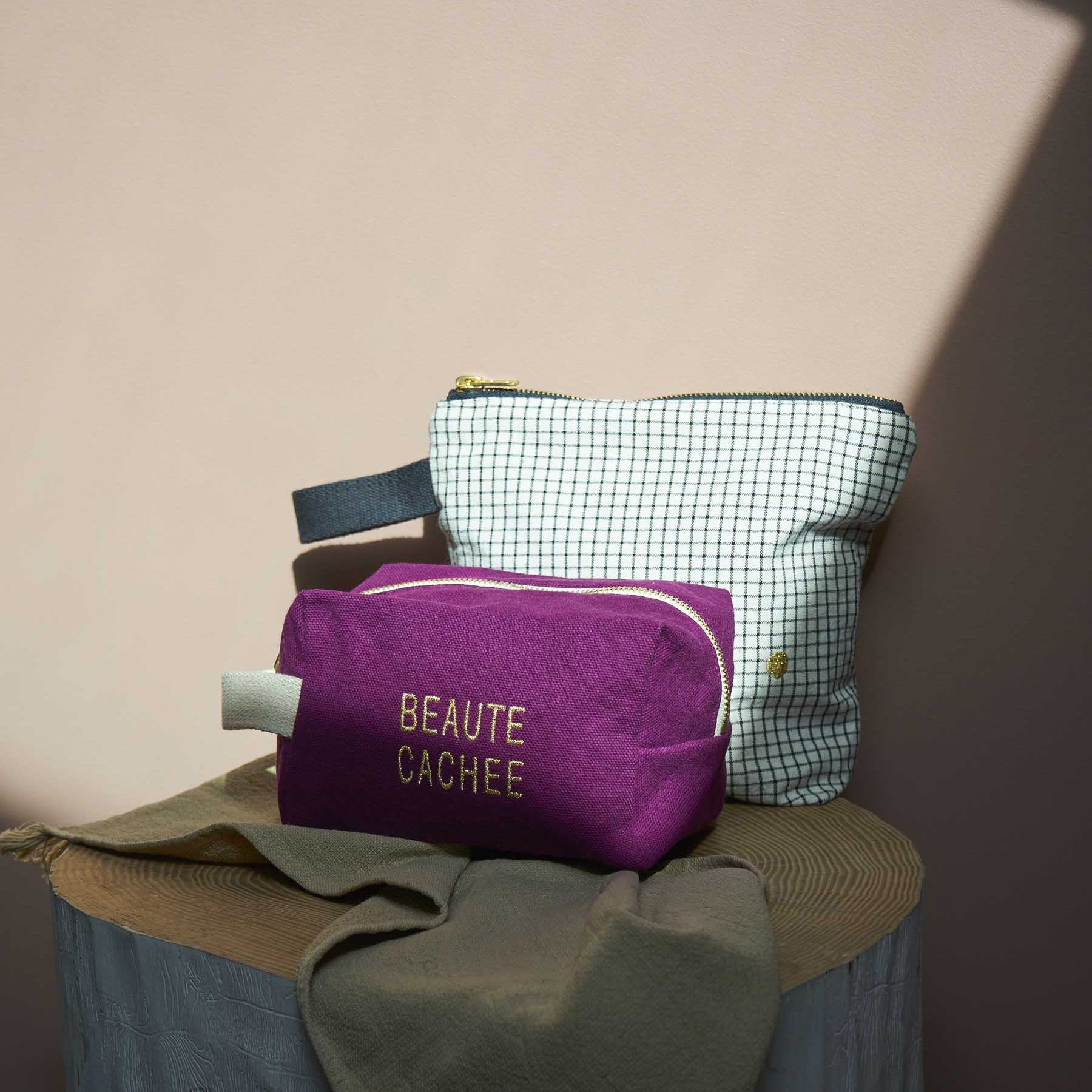 Trousse cube Beauté Purple rain Violet S 15,5 x 10 x 10 La Cerise sur le Gâteau