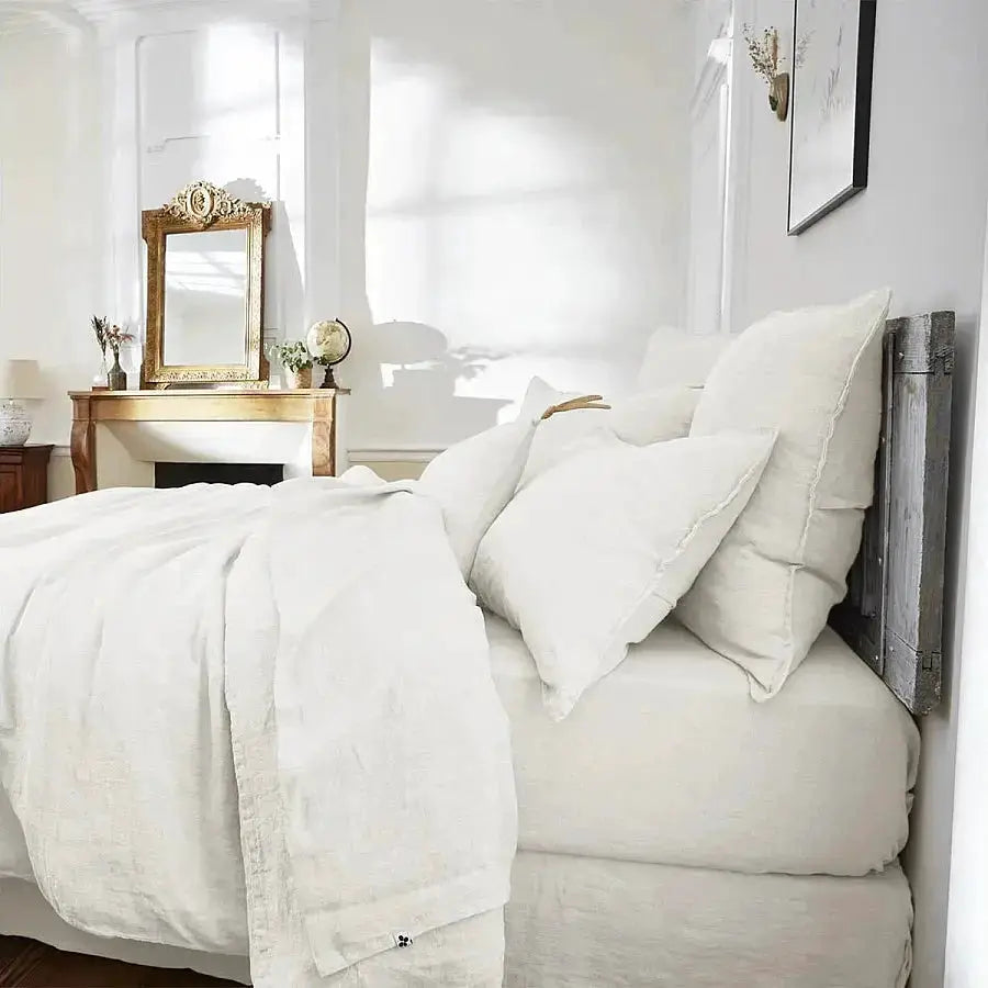 Drap plat 270 x 300 cm Lin lavé SOLINE Craie by L'effet papillon