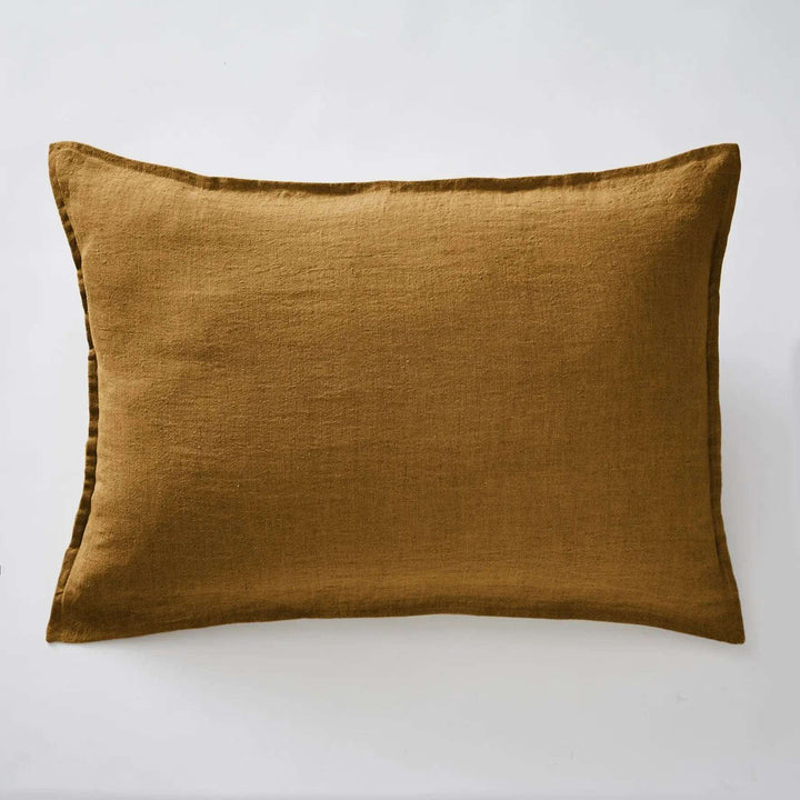 Taie d'oreiller 50 x 70 cm Lin lavé SOLINE Caramel by L'effet papillon