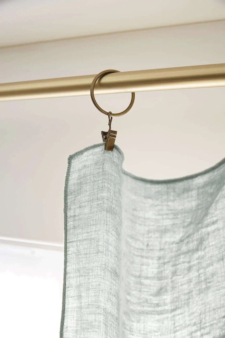 Rideau ajustable + 8 anneaux pince 140 x 270 cm Lin lavé SOLINE Eucalyptus by L'effet papillon