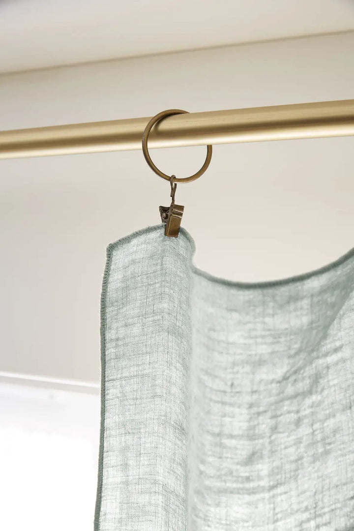 Rideau ajustable + 8 anneaux pince 140 x 270 cm Lin lavé SOLINE Eucalyptus by L'effet papillon