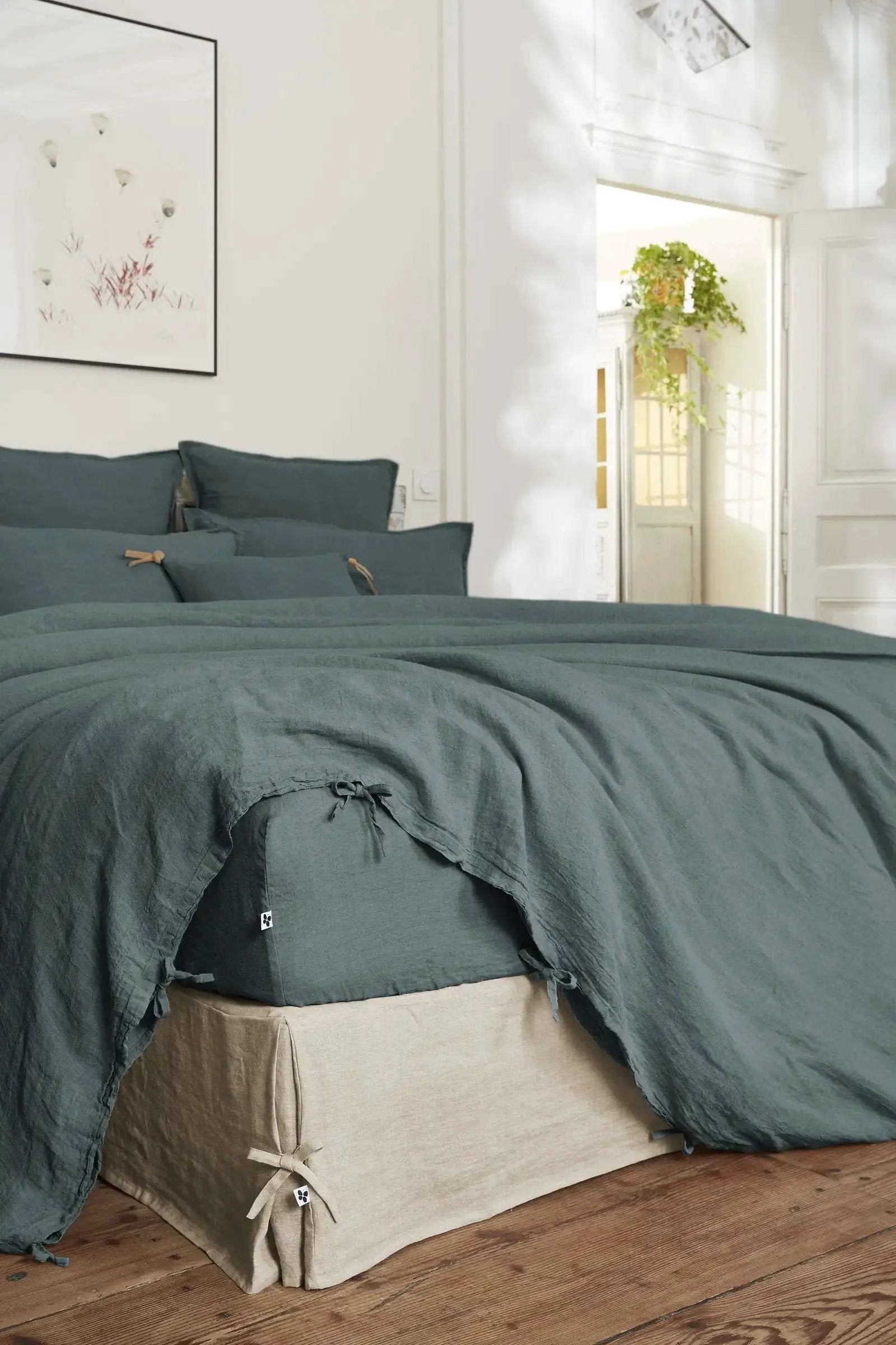 Drap housse Lin lavé SOLINE Ardoise by L'effet papillon