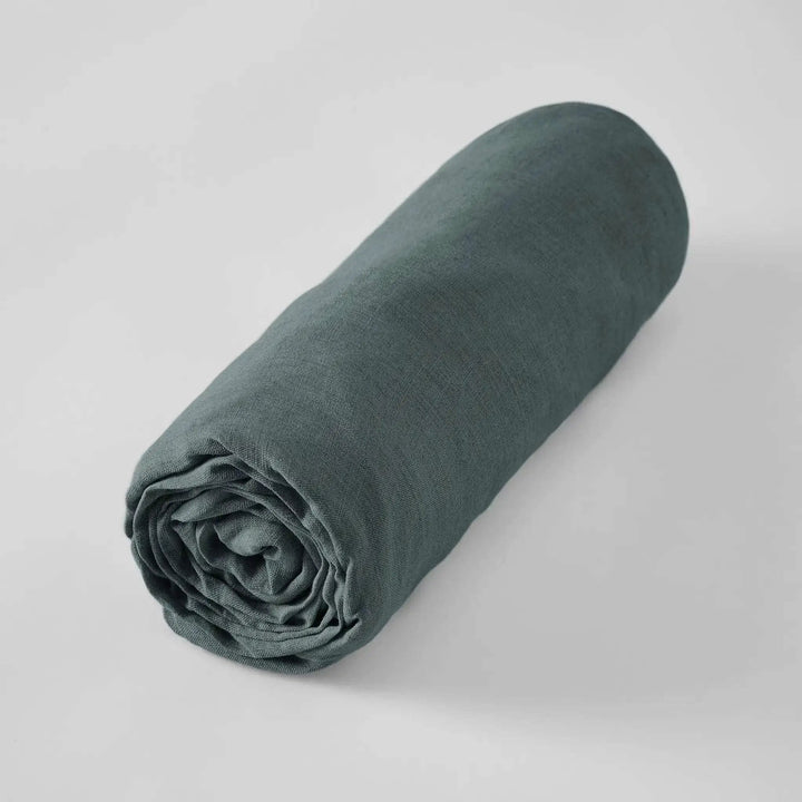 Drap housse Lin lavé SOLINE Ardoise by L'effet papillon