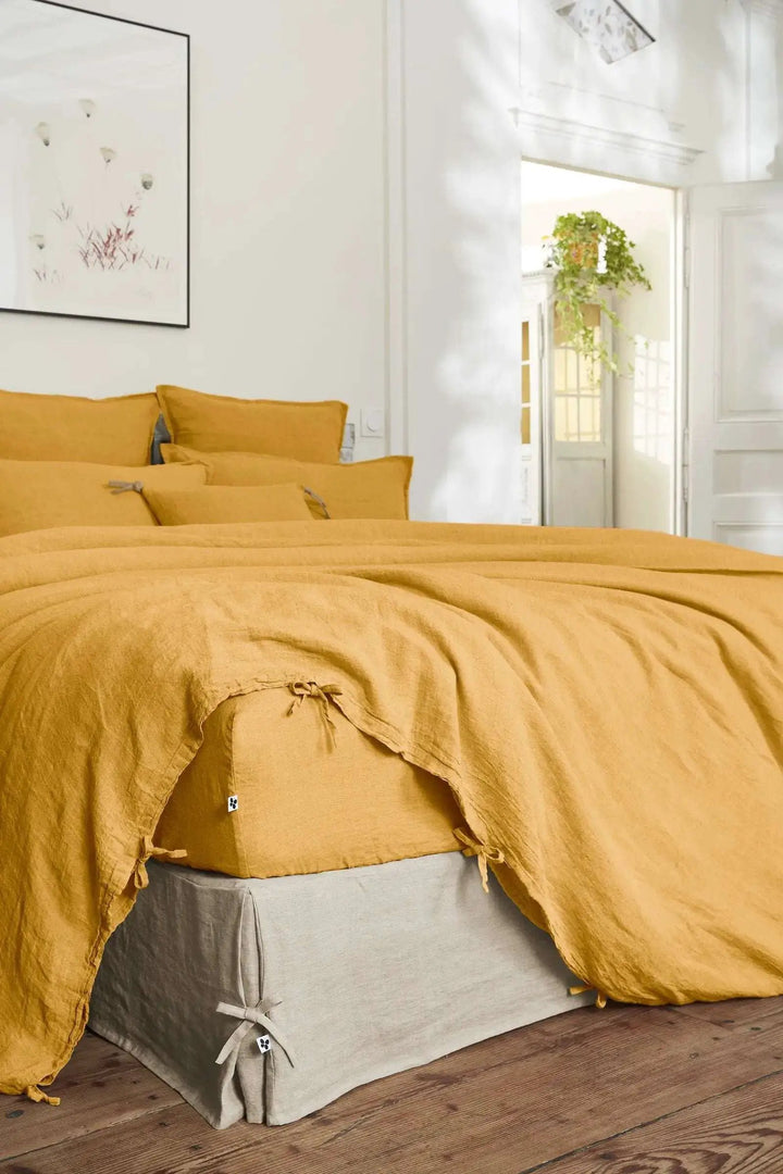 Drap housse Lin lavé SOLINE Miel by L'effet papillon