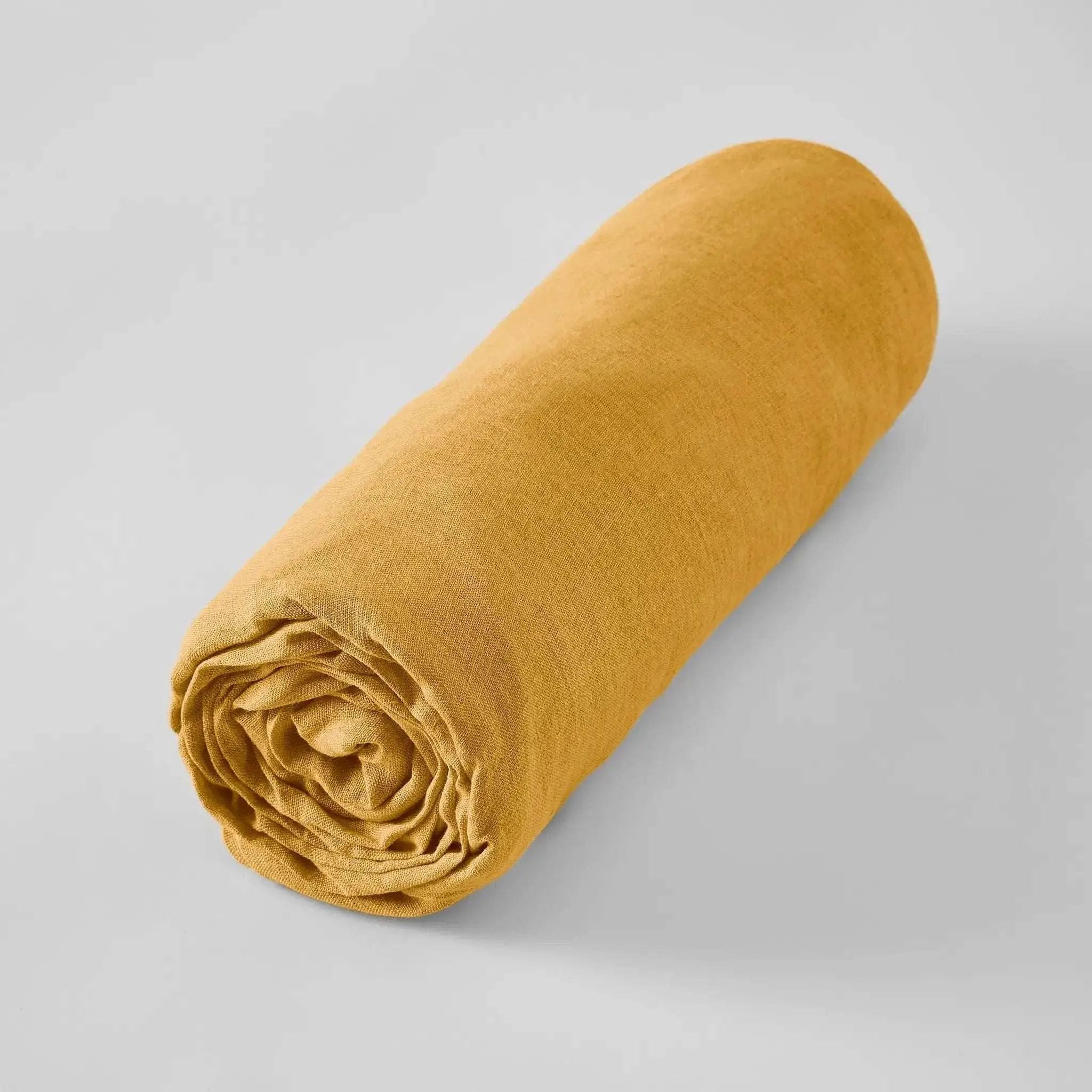 Drap housse Lin lavé SOLINE Miel by L'effet papillon