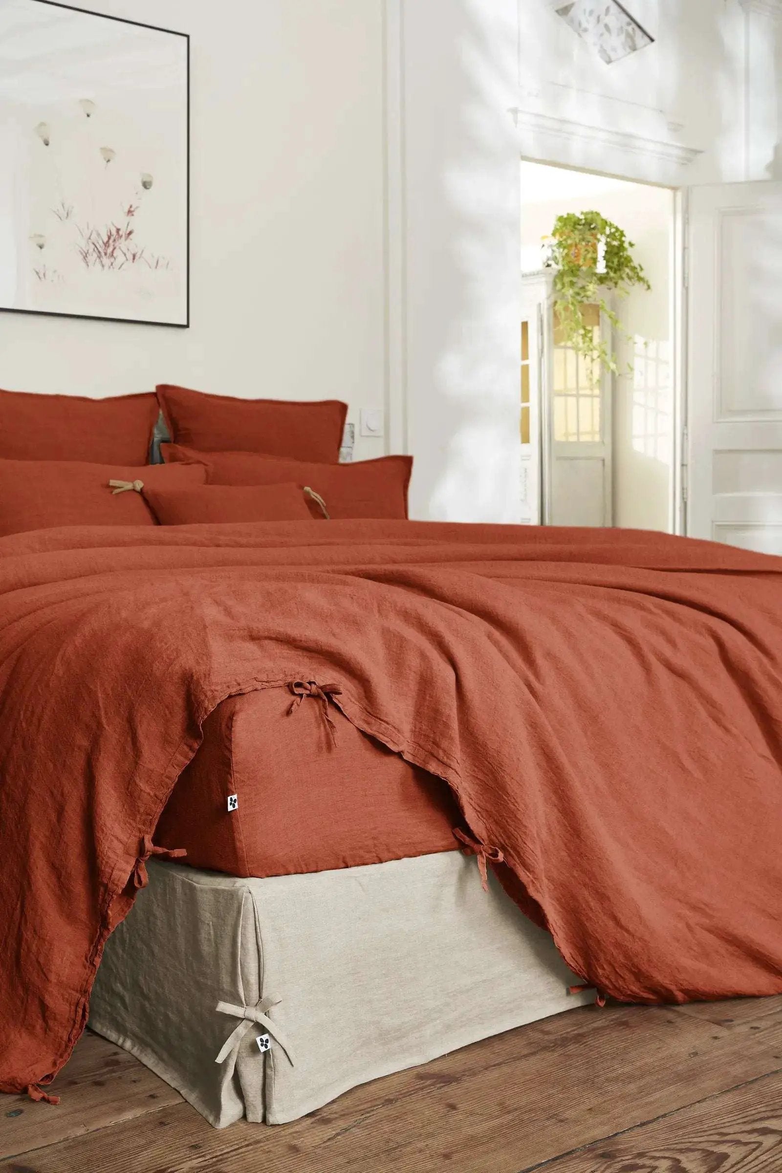 Drap housse Lin lavé SOLINE Paprika by L'effet papillon
