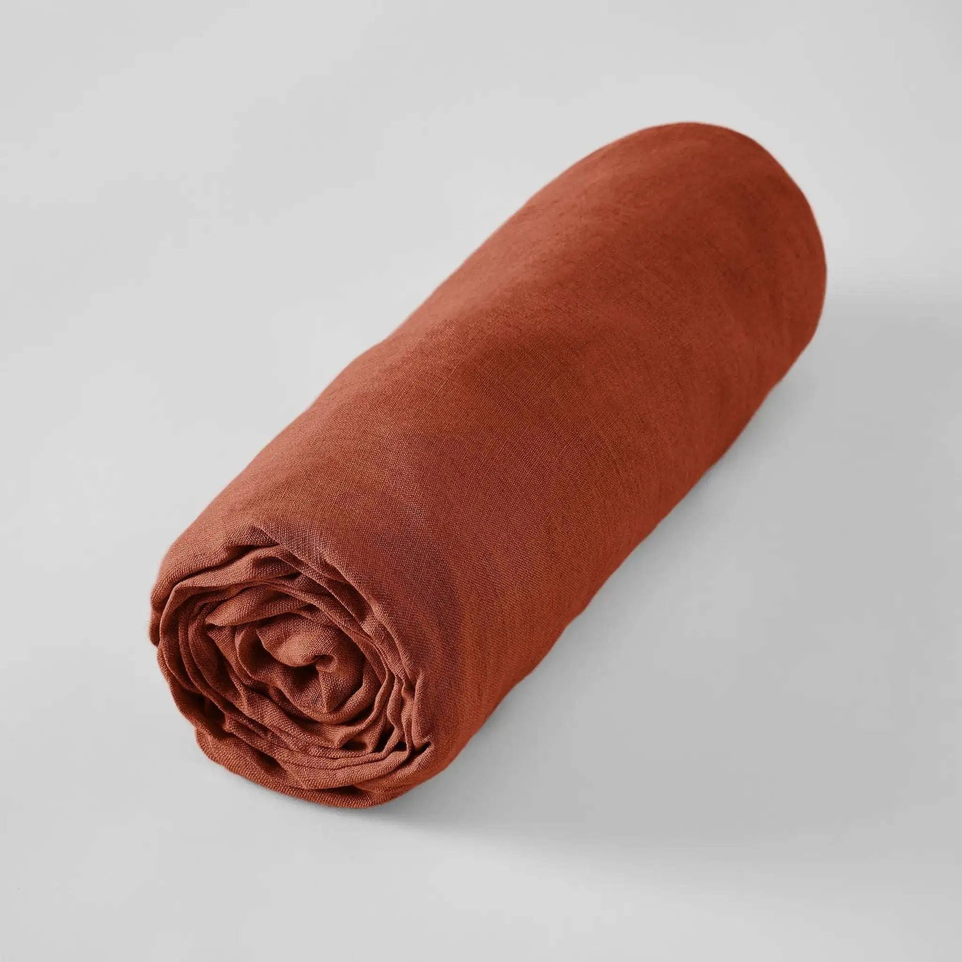 Drap housse Lin lavé SOLINE Paprika by L'effet papillon