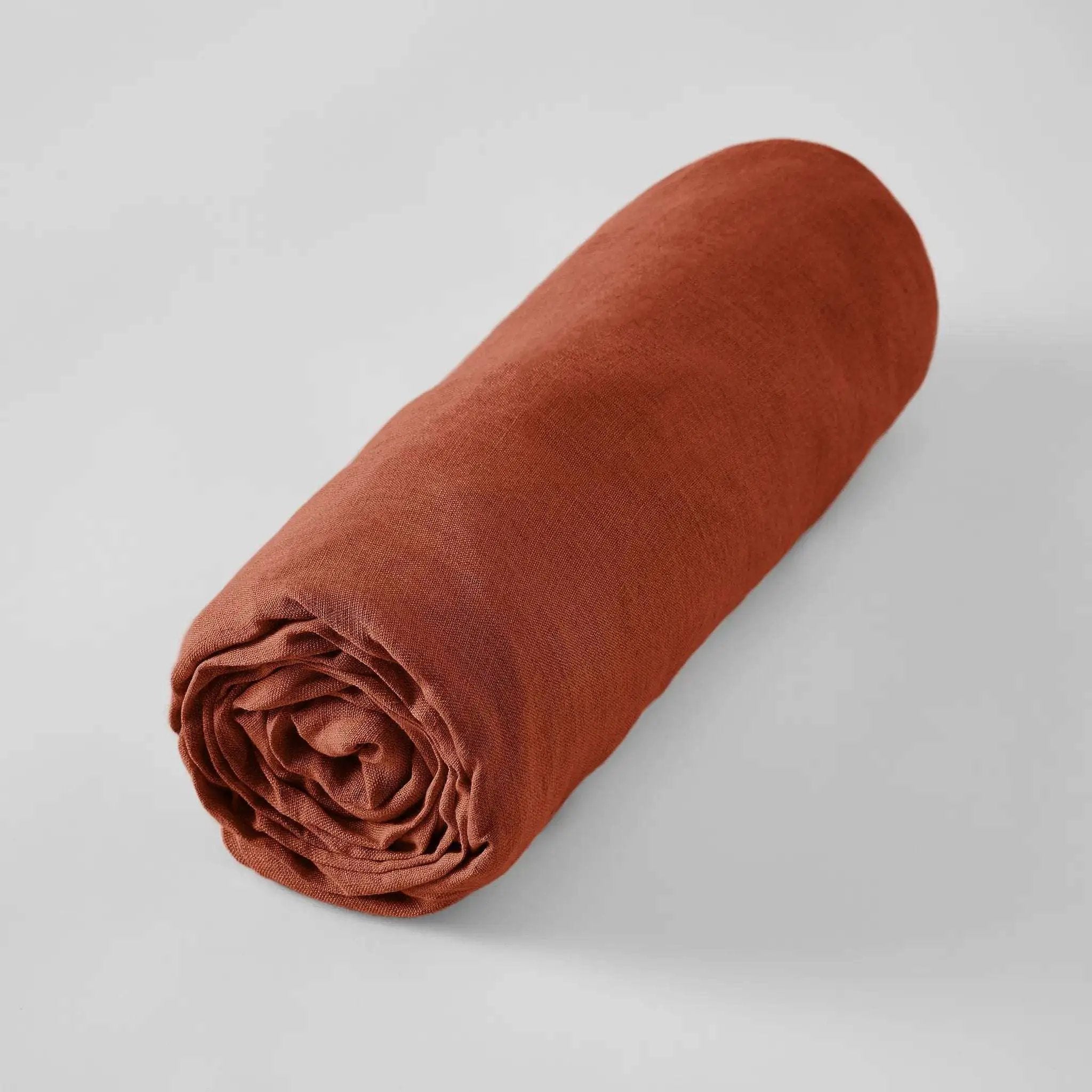 Drap housse Lin lavé SOLINE Paprika by L'effet papillon