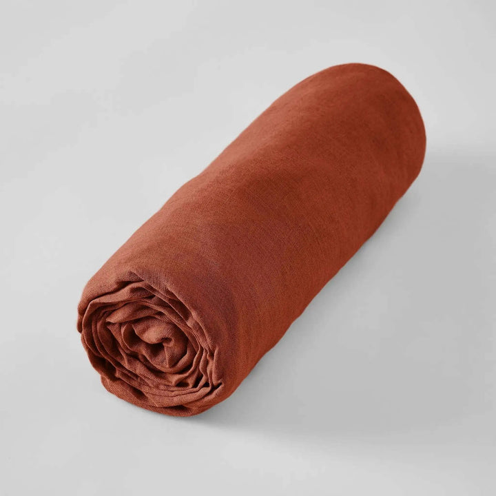 Drap housse Lin lavé SOLINE Paprika by L'effet papillon