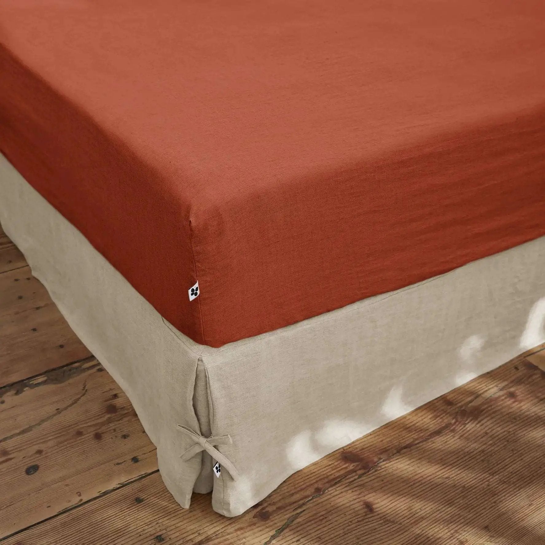Drap housse Lin lavé SOLINE Paprika by L'effet papillon