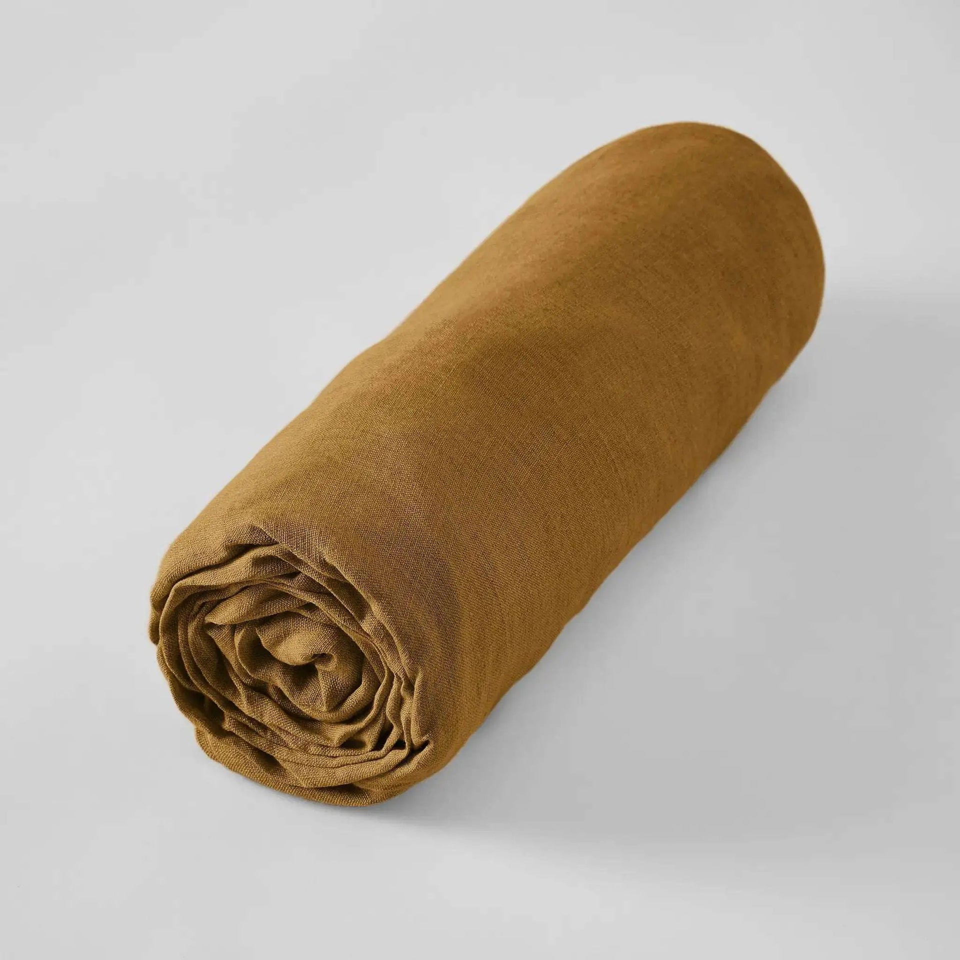 Drap housse Lin lavé SOLINE Caramel by L'effet papillon