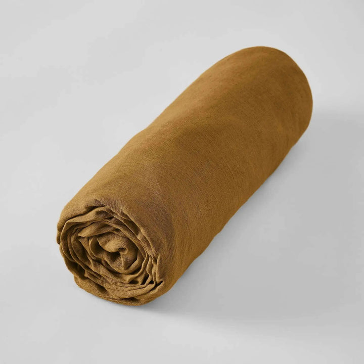 Drap housse Lin lavé SOLINE Caramel by L'effet papillon