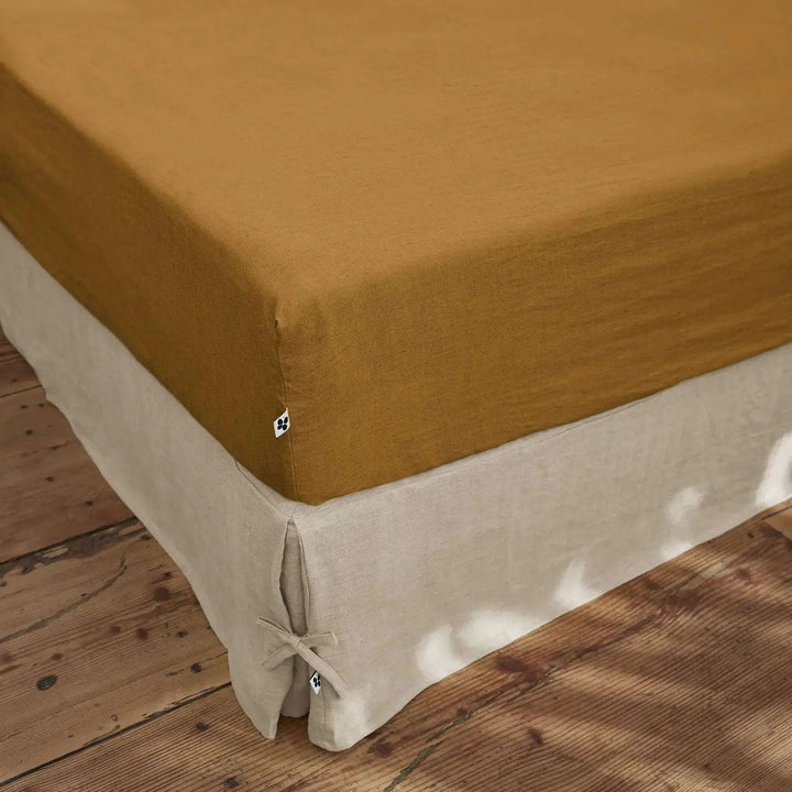 Drap housse Lin lavé SOLINE Caramel by L'effet papillon