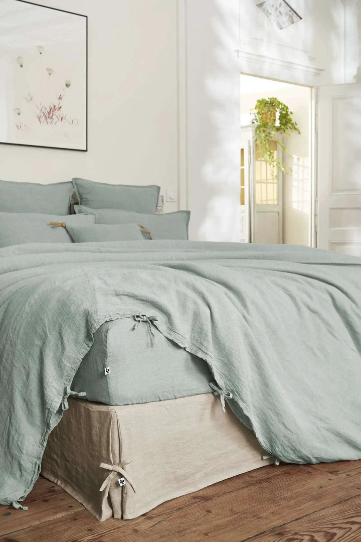 Drap housse Lin lavé SOLINE Eucalyptus by L'effet papillon