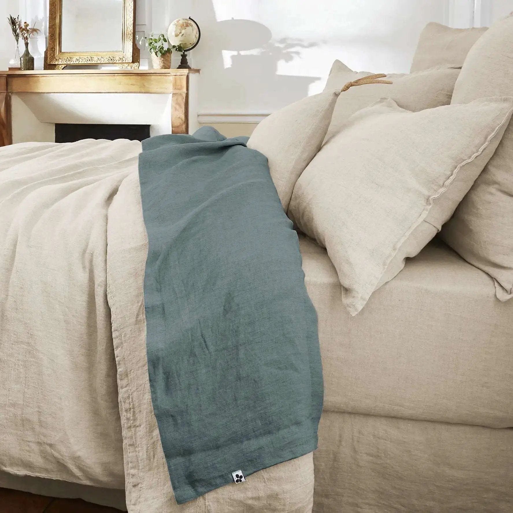 Drap plat 240 x 300 cm Lin lavé SOLINE Ardoise by L'effet papillon