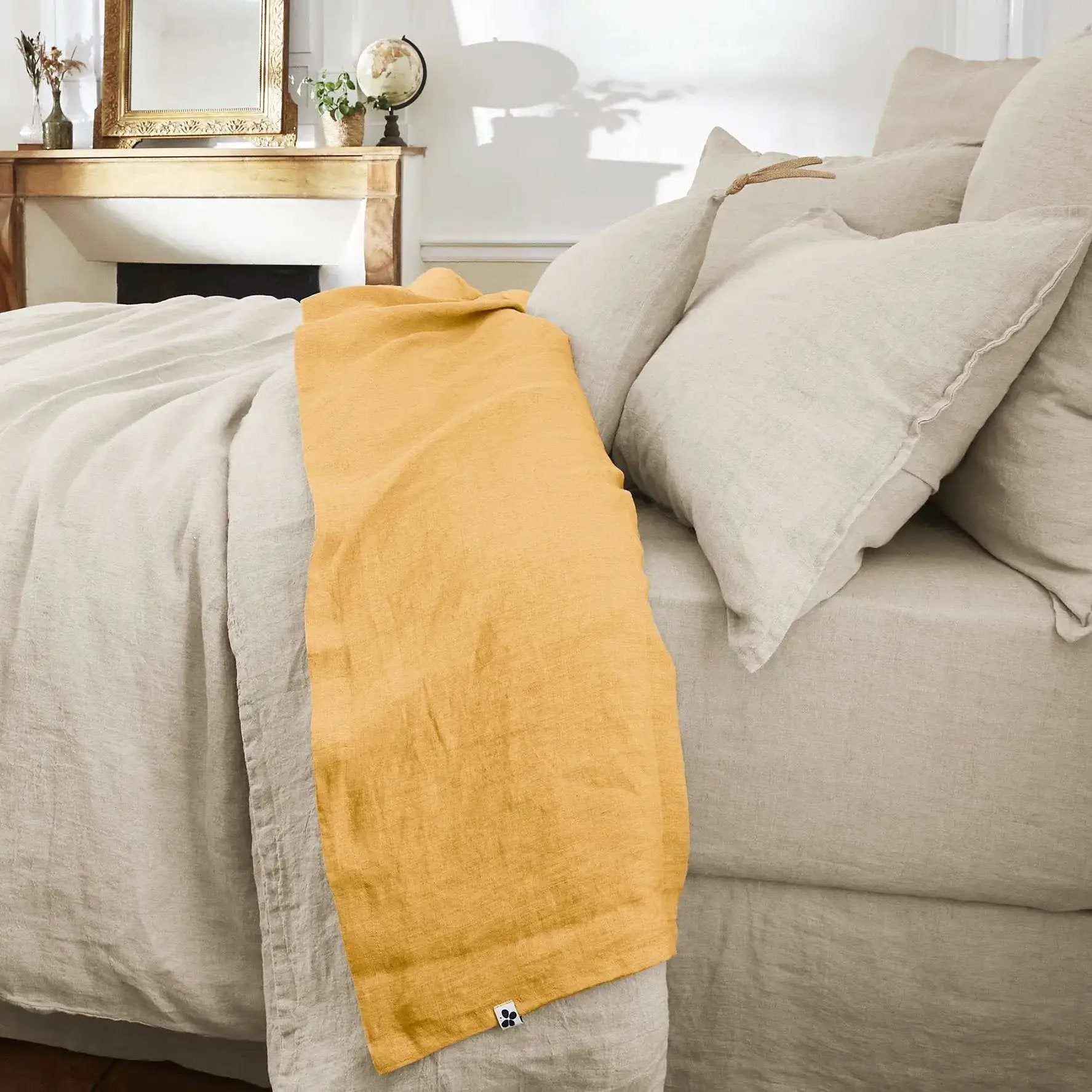 Drap plat 240 x 300 cm Lin lavé SOLINE Miel by L'effet papillon