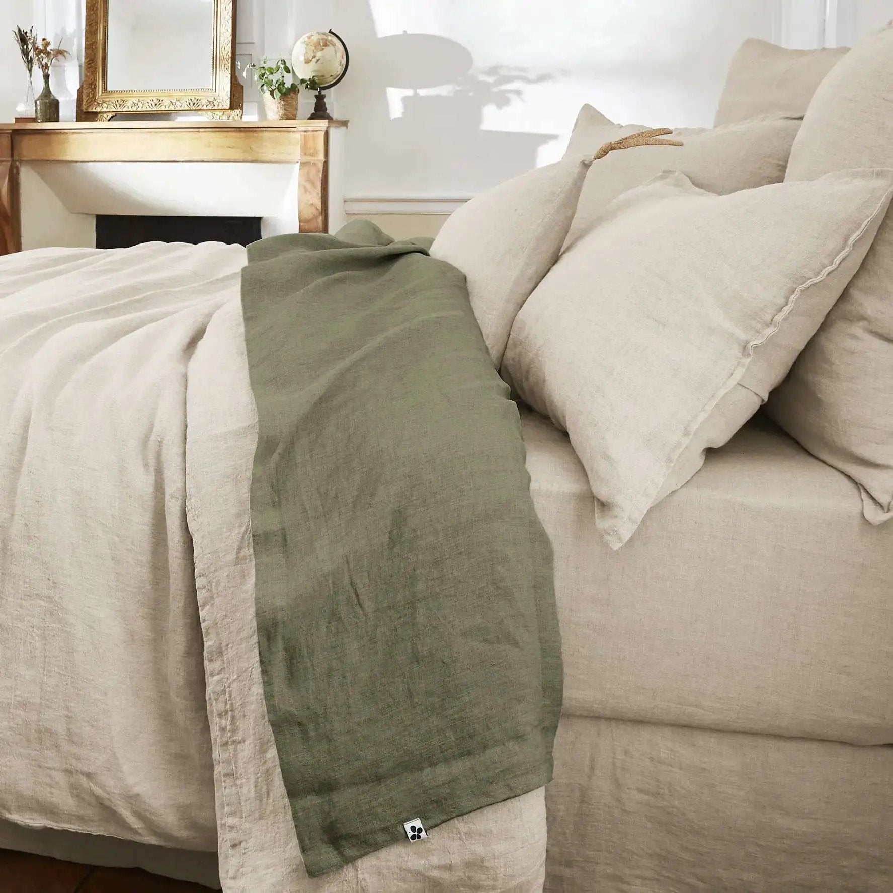 Drap plat 240 x 300 cm Lin lavé SOLINE Thym by L'effet papillon
