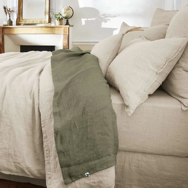 Drap plat 240 x 300 cm Lin lavé SOLINE Thym by L'effet papillon