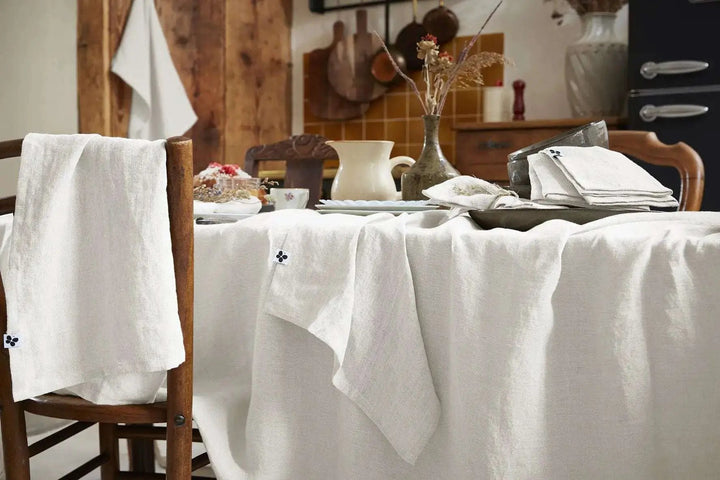 Nappe rectangle Lin lavé SOLINE Craie by L'effet papillon