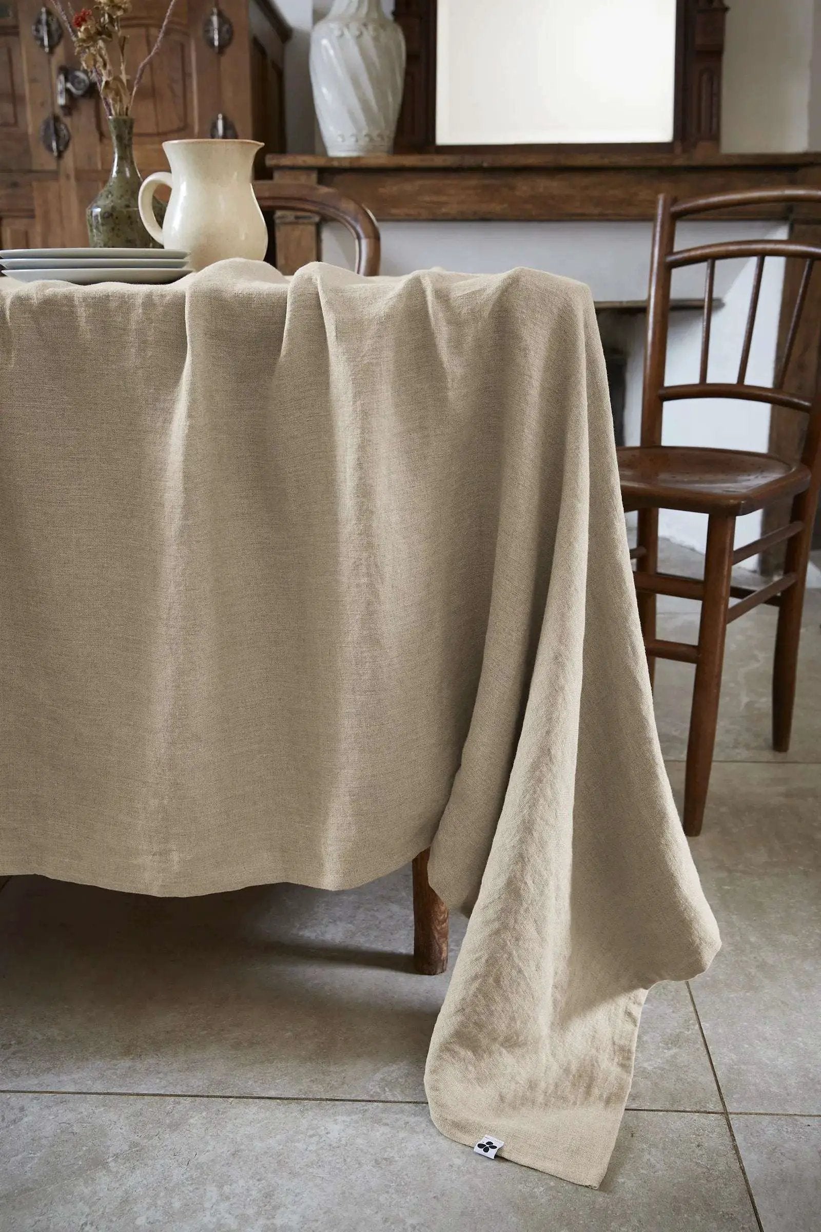 Nappe rectangle Lin lavé SOLINE Sable by L'effet papillon