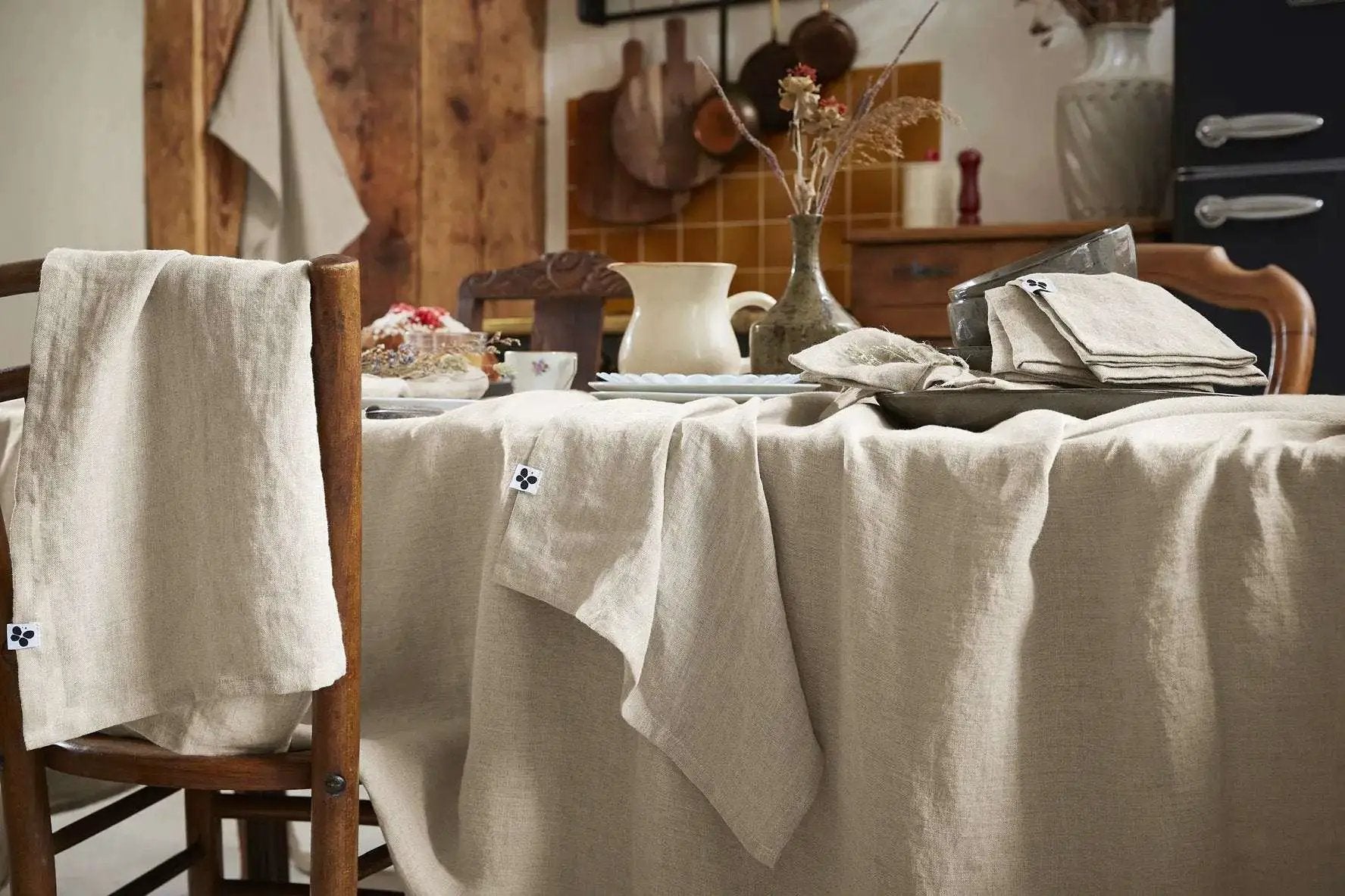 Nappe rectangle Lin lavé SOLINE Sable by L'effet papillon
