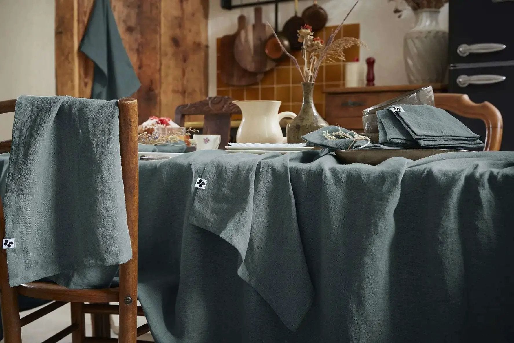 Nappe rectangle Lin lavé SOLINE Ardoise by L'effet papillon