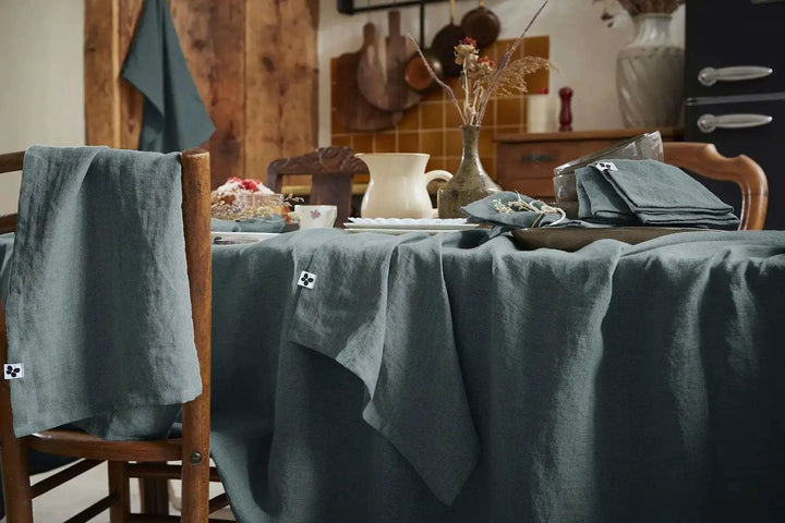 Nappe rectangle Lin lavé SOLINE Ardoise by L'effet papillon